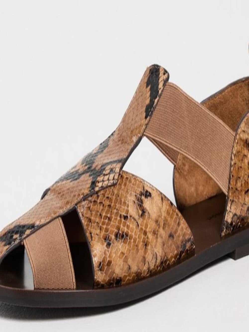 Brand New Tory Burch sz 6.5 fisherman stamped snake leather sandal 169627